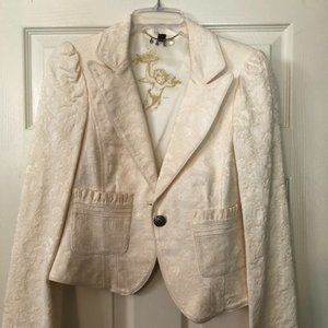 White Floral Pattern Blazer